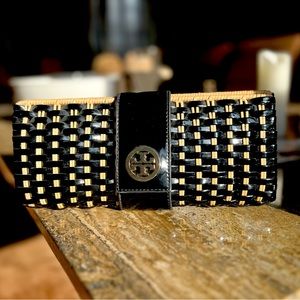 Tory Burch Patent Leather Rattan Clutch